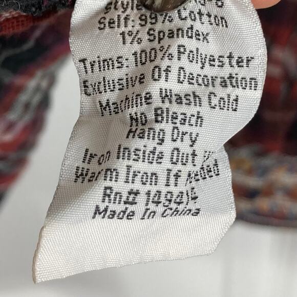 JOHNNY WAS WORKSHOP Shirt M Floral Embroidery Plaid Long Sleeve Button - Picture 9 of 12